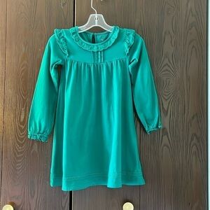 Mini Boden child’s long sleeved green dress. Size 7-8 youth.